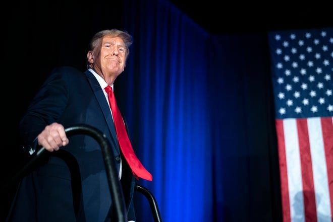 Columbia, South Carolina | 
Former President Donald Trump is introduced during the Black Conservative Federation Gala on Feb. 23, 2024 in Columbia, S.C., before winning the state's Republican presidential primary on Feb. 24.