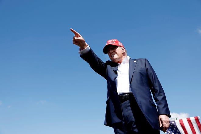 Republican presidential candidate, former U.S. President Donald Trump arrives to a rally at Greenbrier Farms on June 28, 2024 in Chesapeake, Virginia. Last night Trump and U.S. President Joe Biden took part in the first presidential debate of the 2024 campaign.