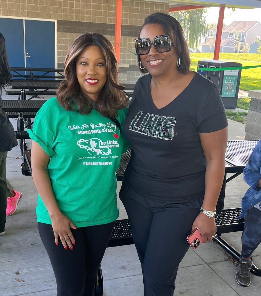 Alison Vaughn (left), a member of The Links Incorporated with Kimberly Keaton, the Detroit chapter president of The Links Incorporated, an international, nonprofit service organization whose membership of more than 17,000 professional women includes Vice President Kamala Harris. On July 27, "Our History, Our Story: The Detroit Chapter of The Links" exhibit will open to the public at the Detroit Historical Museum.