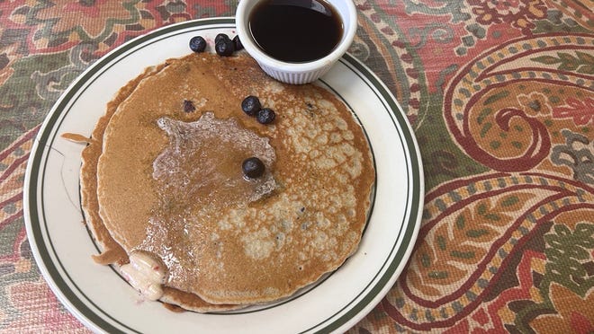 Multigrain blueberry pancakes at The Breakfast Club offer an old-time, country feel.