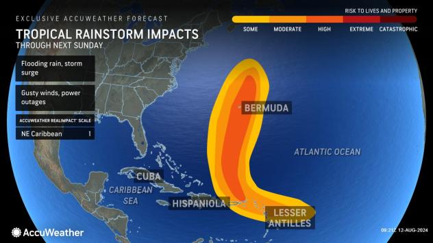 Rainfall impacts projected for Potential Tropical Cyclone Five as of Aug. 12, 2024.