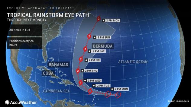 Projected path for Potential Tropical Cyclone Five as of Aug. 12, 2024.