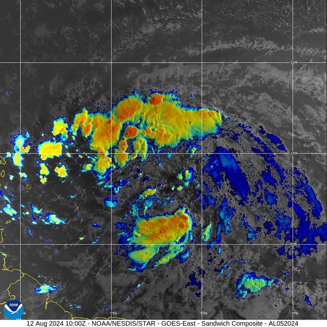 Potential Tropical Cyclone Five 6 a.m. Aug. 12, 2024.