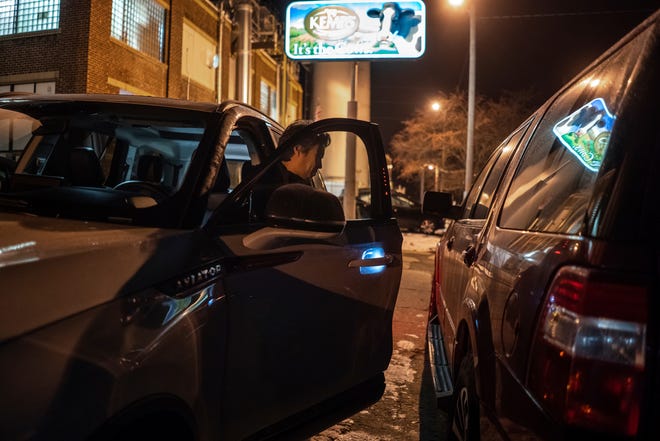 Jeff Wu, 47, of Lakeville, Minnesota arrives at Kemps in Farmington, Minnesota for his third shift on Wednesday, December 6, 2023, where he works at the dairy plant.