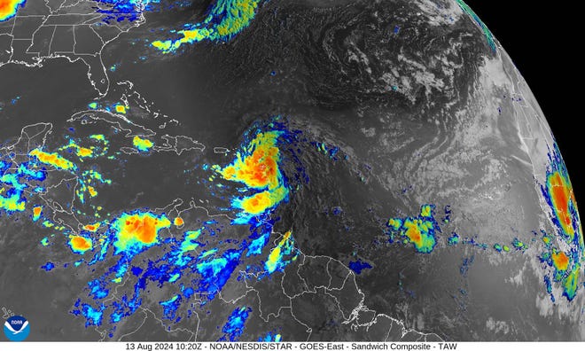 Tropical Storm Ernesto 6 a.m. Aug. 13, 2024.